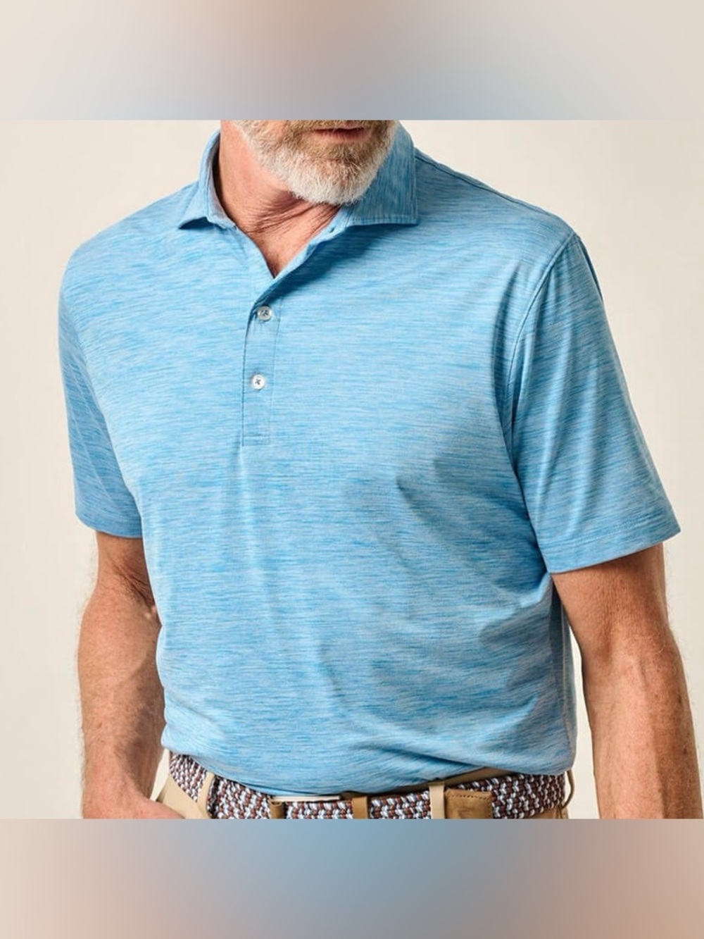 Johnnie-O Majorca Blue Huron Heathered Featherweight Performance Polo Golf Polo